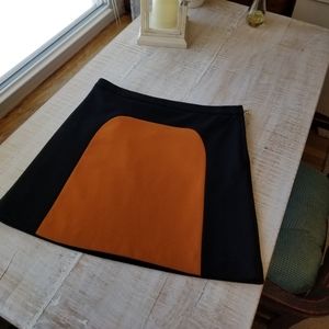 Vivienne Tam Black & Burnt Orange Mini Skirt